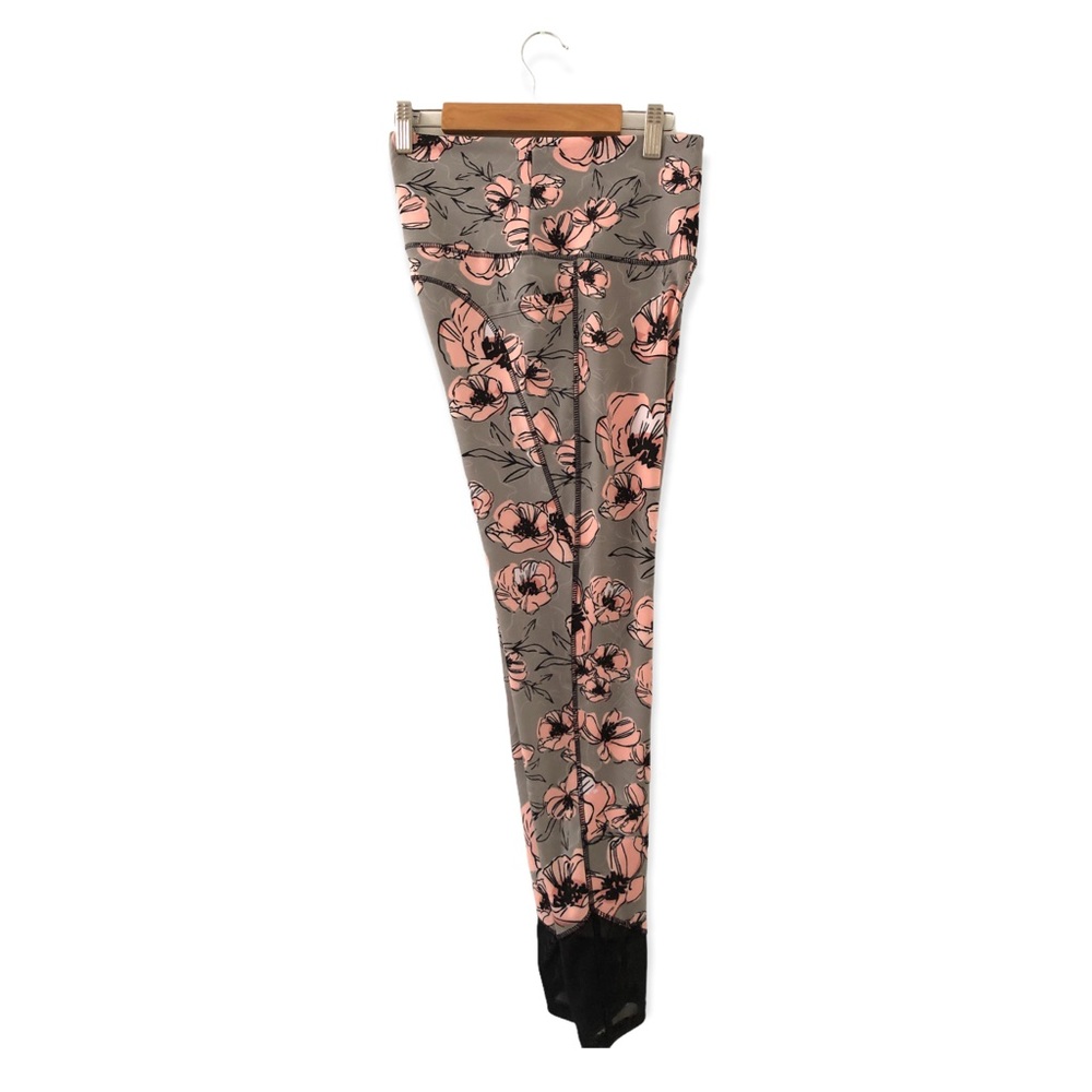 KAY UNGER Pink & Gray Floral Athletic Leggings 7/8 Length, Pockets & Ankle Mesh - Picture 11 of 16